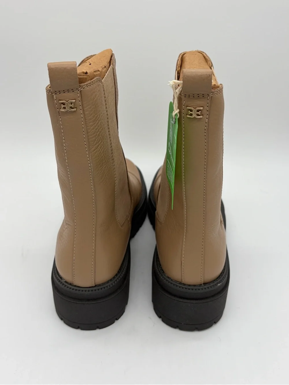 Sam Edelman Taupe Leather Chelsea Lug Boots